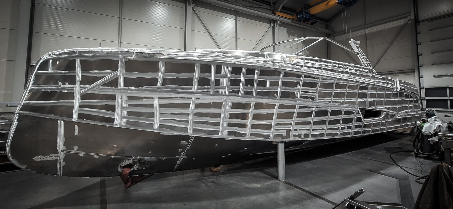 Detail of Dutch American yacht assembly work at the Steeler yard